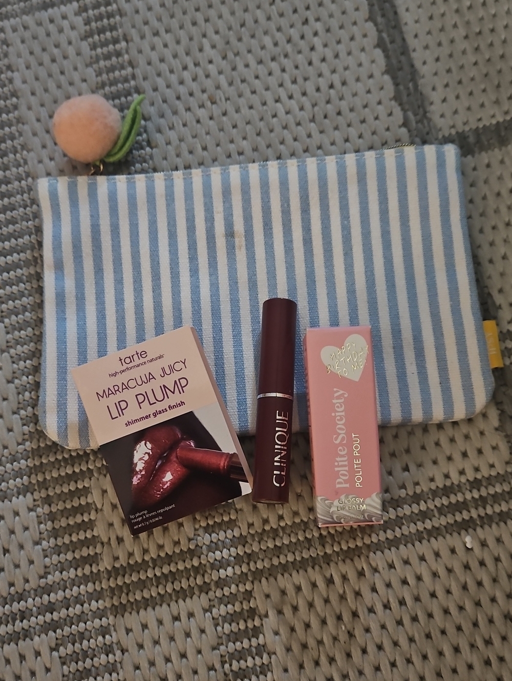 Lip Bundle - Clinique Berry Lip, Tarte Lip Plump,Polite Pout & Ipsy Bag